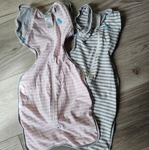 Love to Dream Pink and Gray Swaddle Transition Bag
